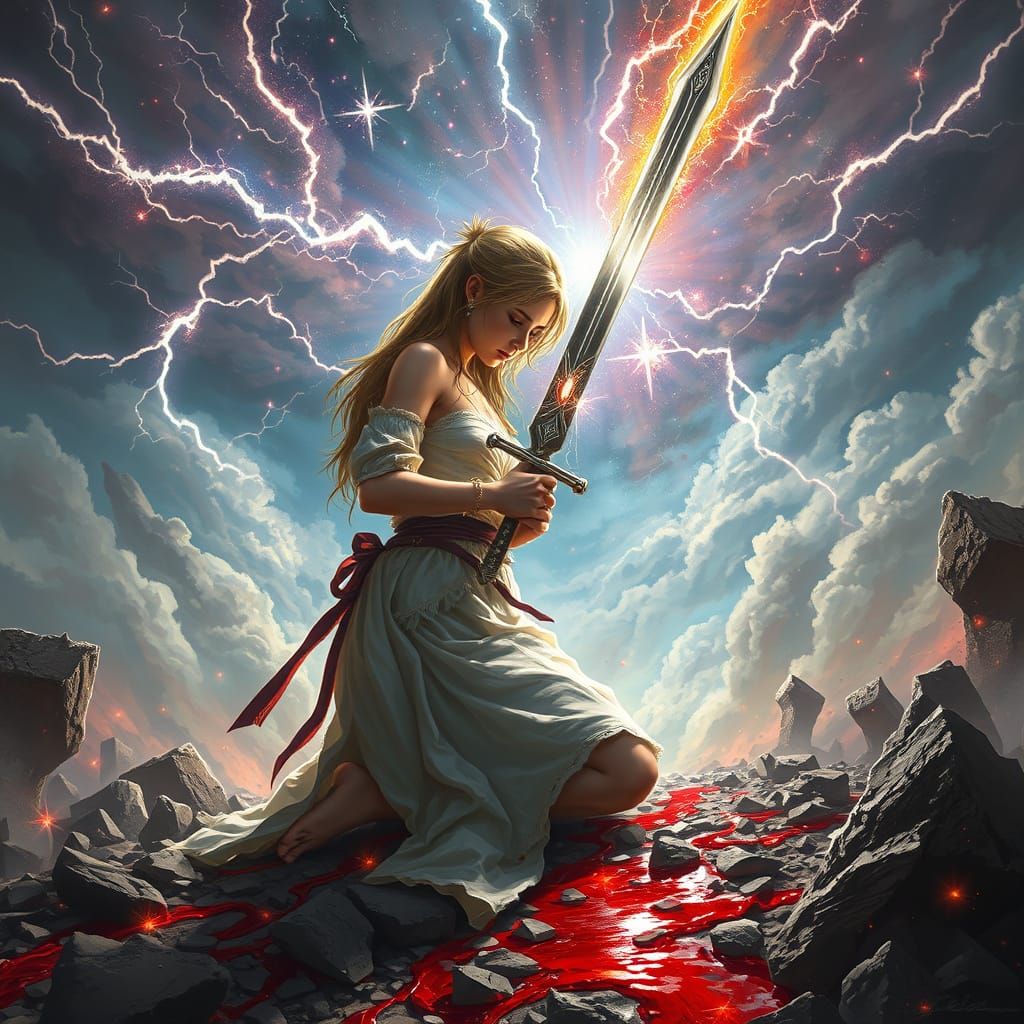 Swordswoman's Last Stand in Heavenly Ruin