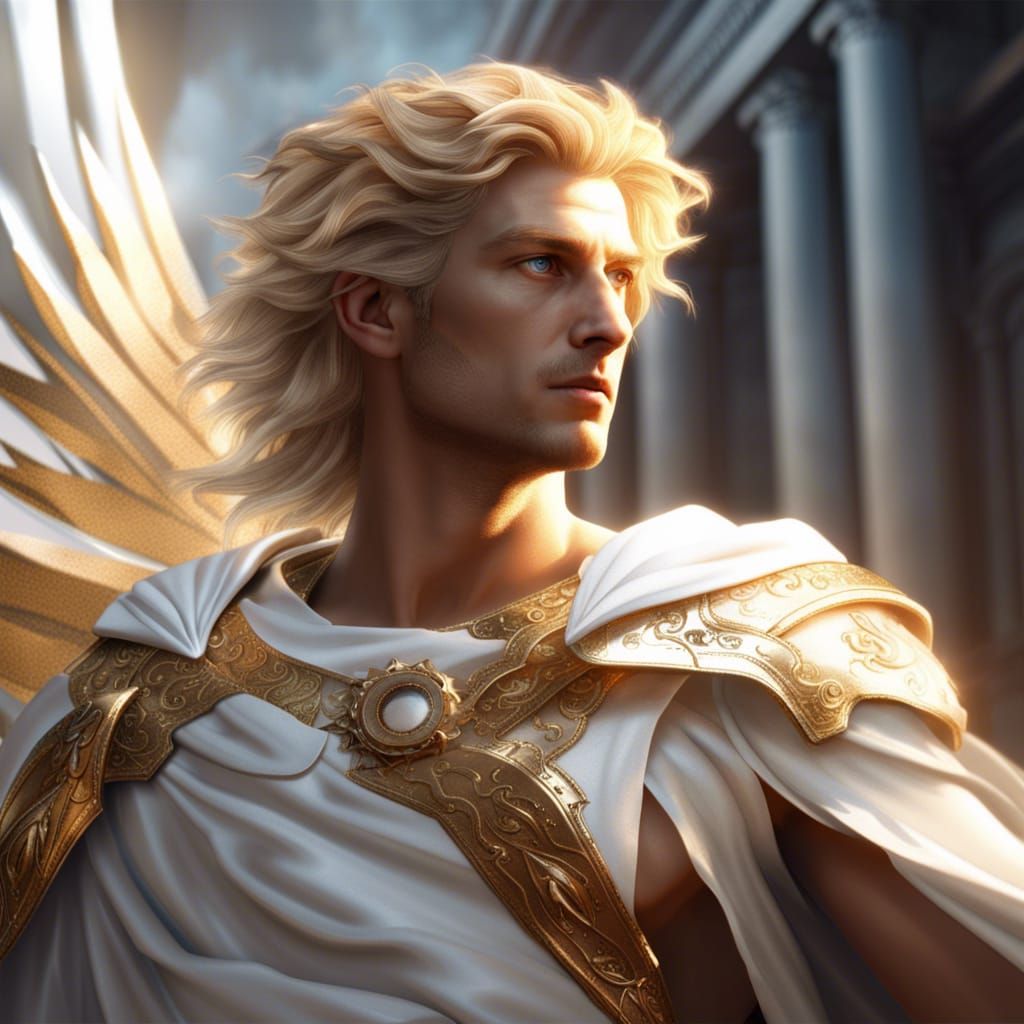 Apollo in White Fabrics, Art Nouveau Style