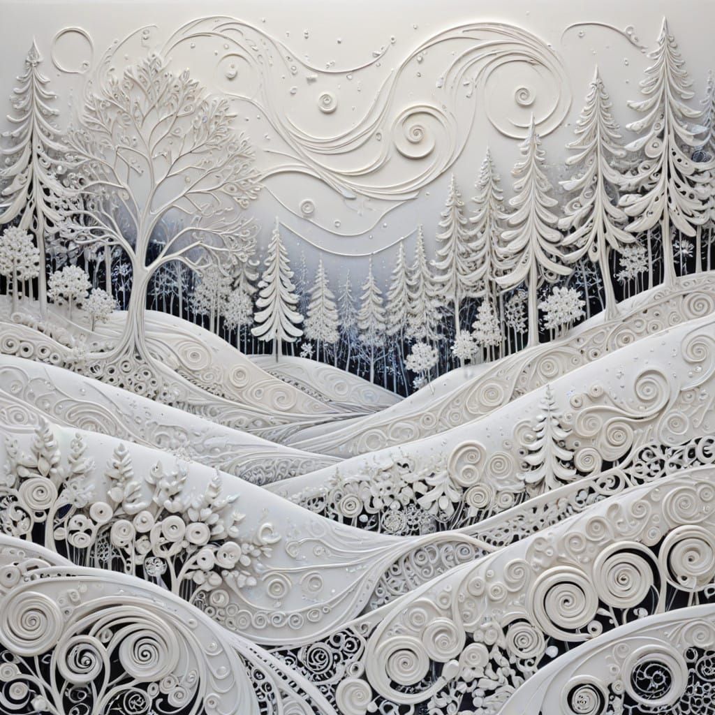 Winter Zentangle in Abstract Art Style