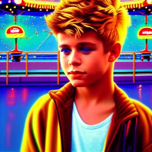 Corey Haim as Sam on Carnival Boardwalk as Oil Painting