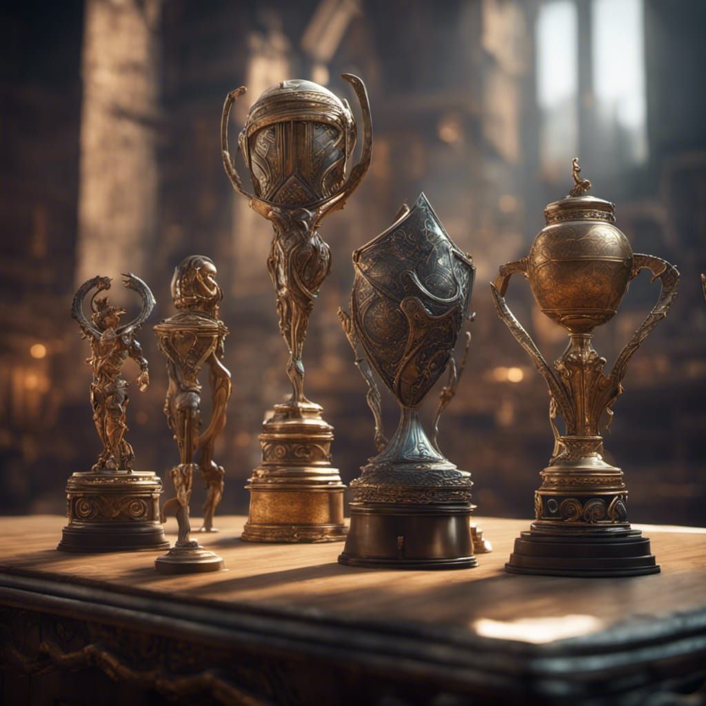 Epic 3D Trophies in Game Cinematic Style