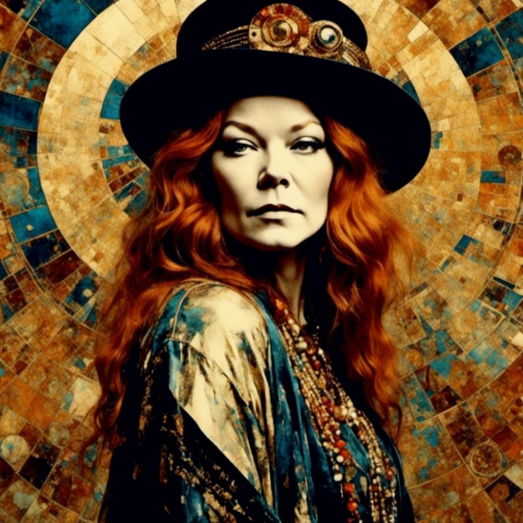 Psychedelic Janis Joplin Portrait in Golden Ratio