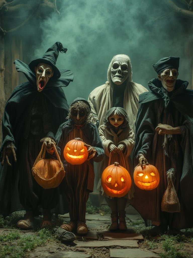 Halloween Haunters in Misty Graveyard