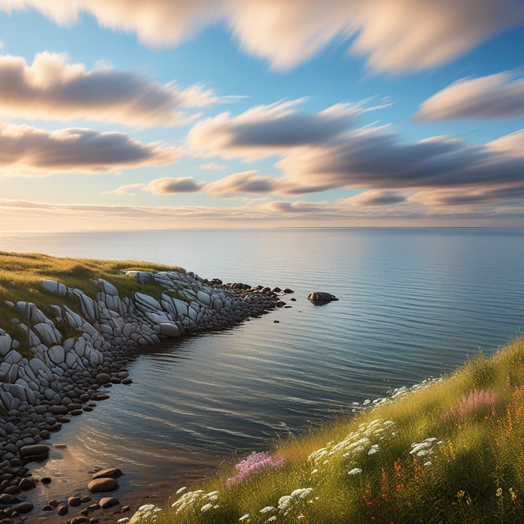 Surreal Cape Breton Island Panorama in Impressionist Style