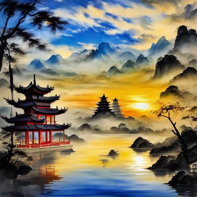 Secluded Chinese Temple in Magnificent Nature