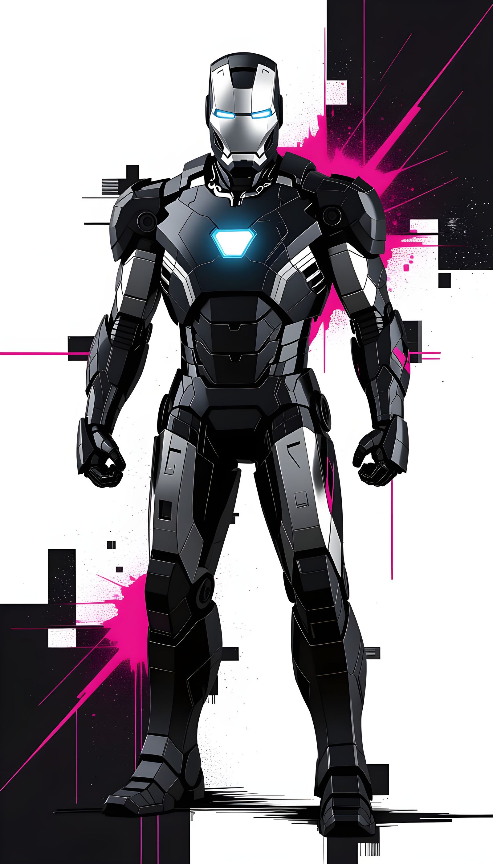 Glitch Art Iron Man in Cyberpunk Style