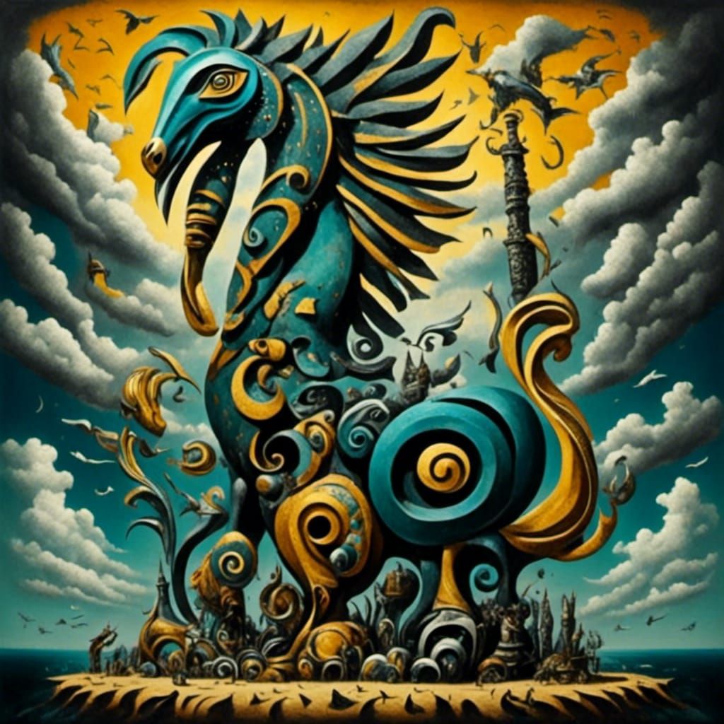 Surreal Gondolier Sculpture in Cubist Style