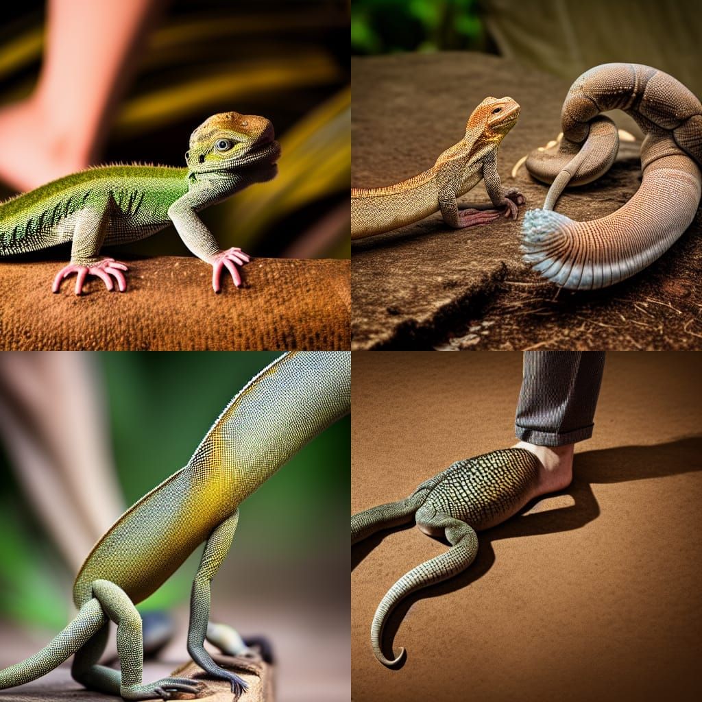 Hybrid Creature with Elephant, Lizard, Monkey and Human Part...