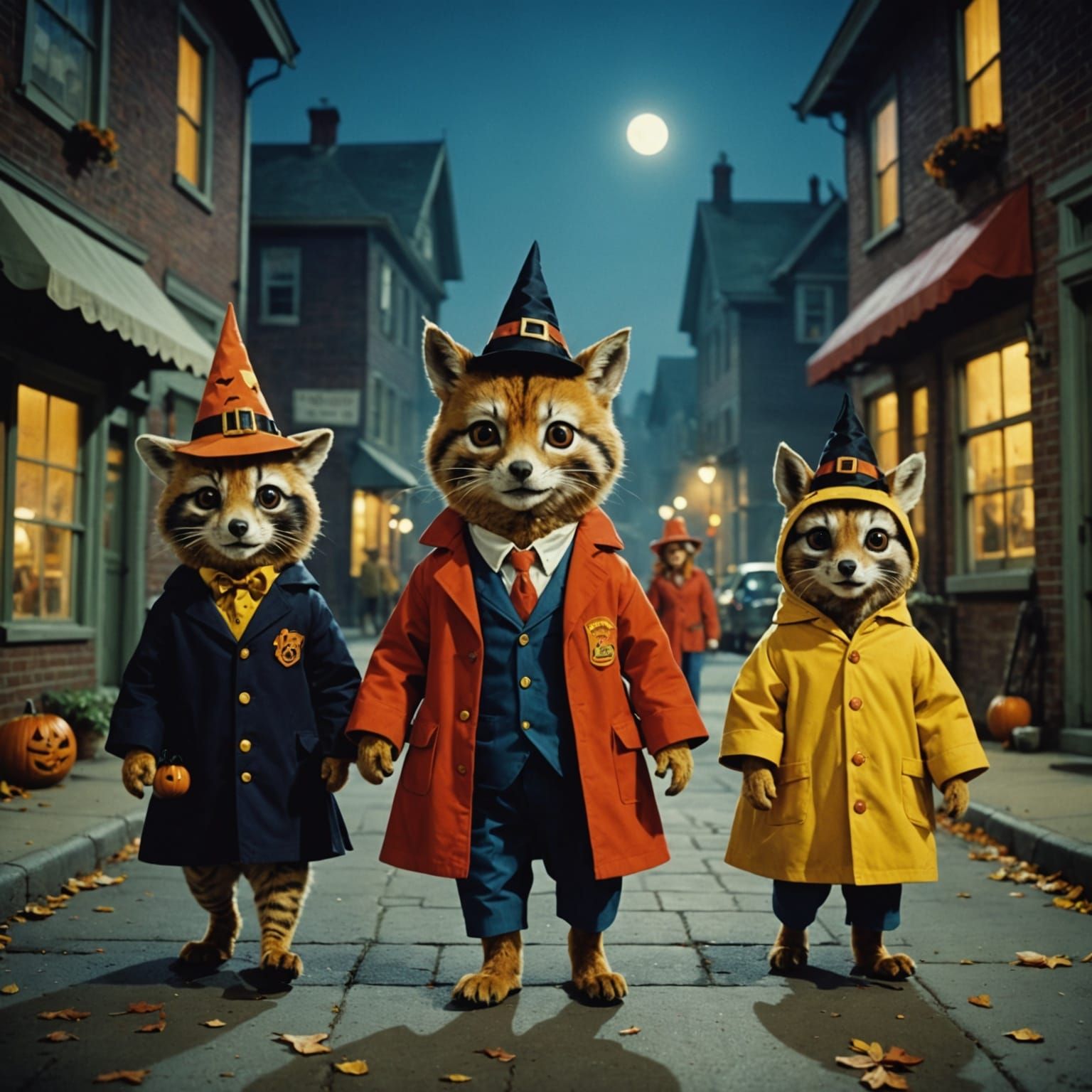 Animals in Halloween Costumes: Cinematic Film Still
