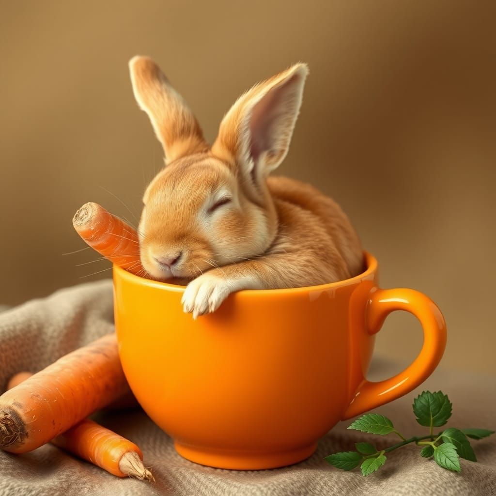 Orange Bunny Dream in Teacup