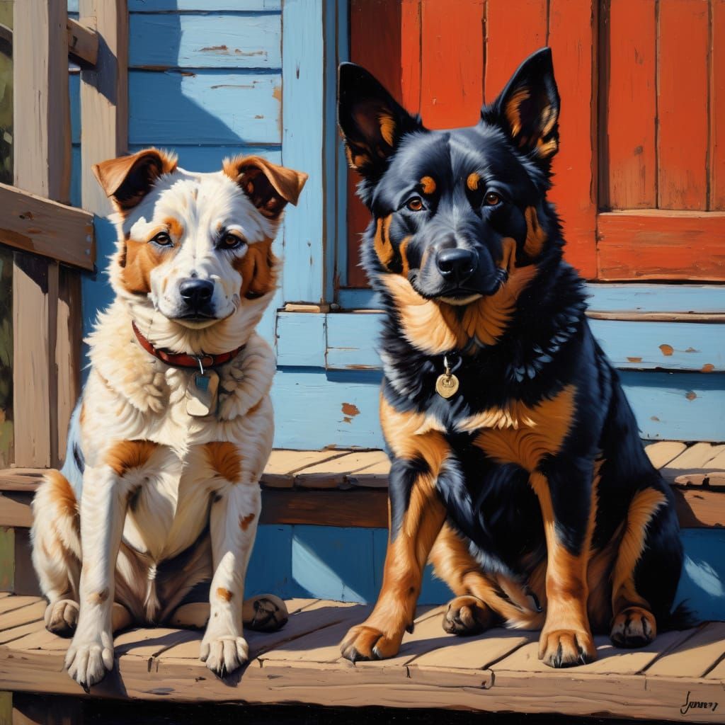 Sisters of the Porch: Impressionist Oil Painting