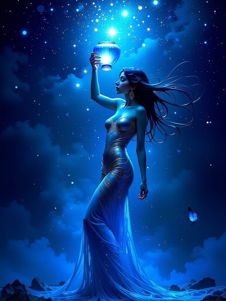 Ethereal Goddess of Prismatic Light in Art Nouveau Style