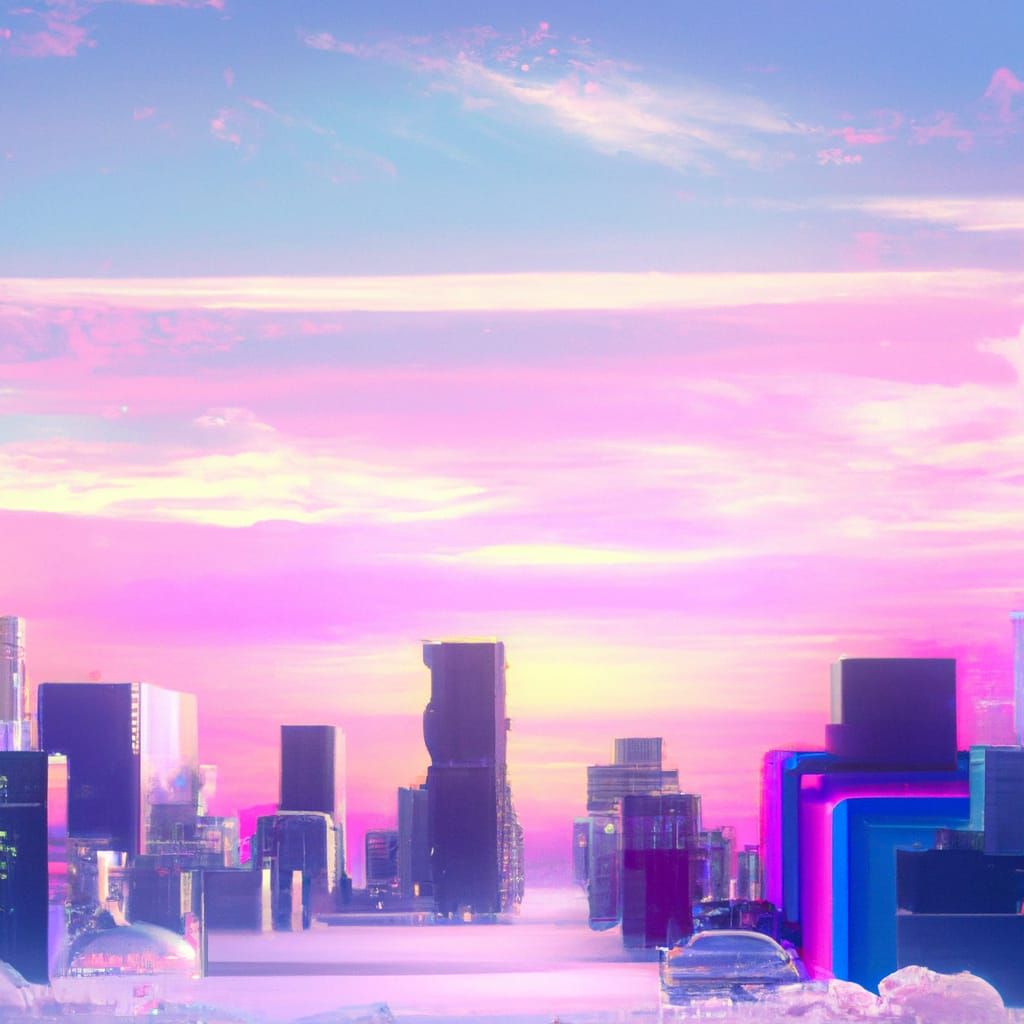 Magnificent Vaporwave Cityscape in Pastel Colors