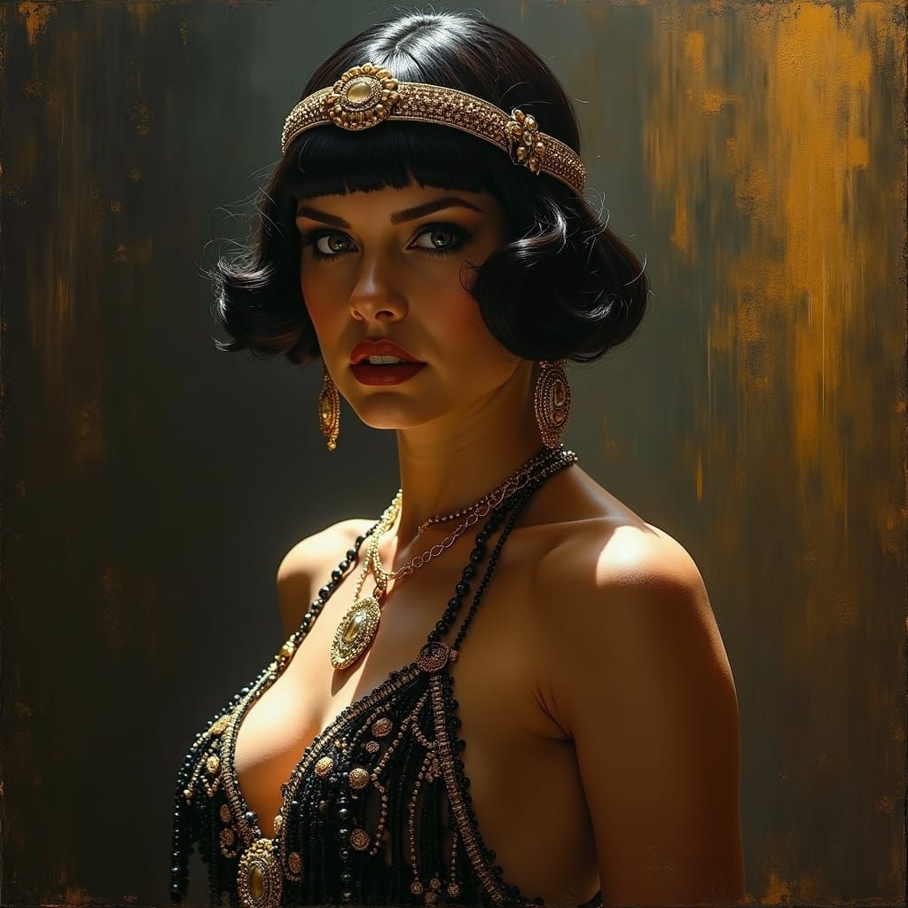 Determined Flapper in Art Deco Style