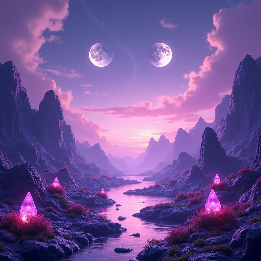 Surreal Purple Alien Landscape in Detailed Matte Painting