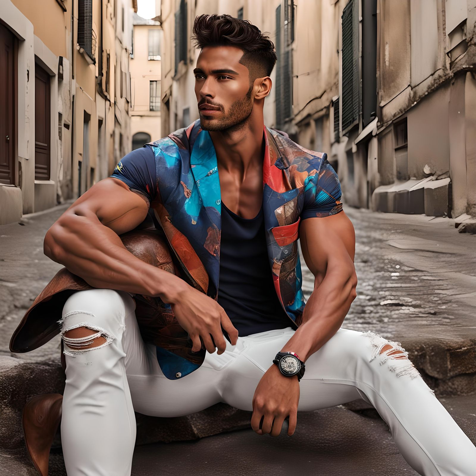 Lucas Yann Style Male Figure Artwork