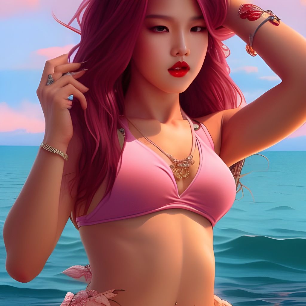 K-Pop Idol Rosé on the Beach in 8K