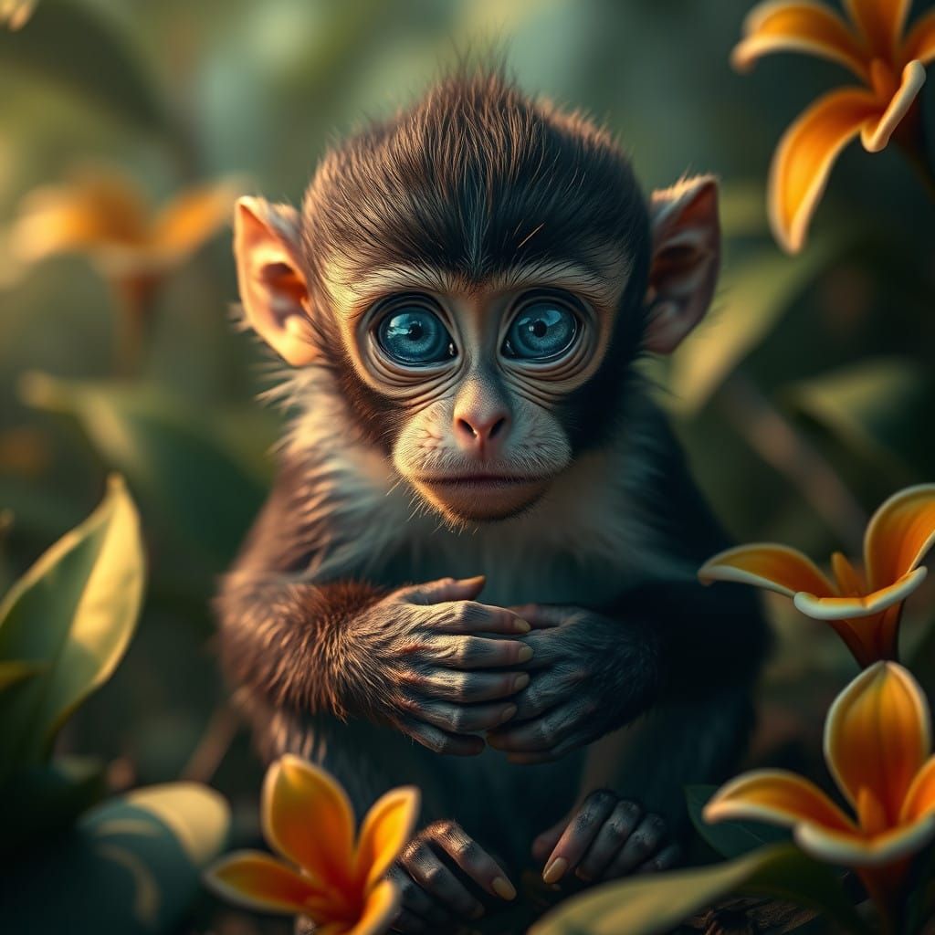 Mystical Jungle Monkey in Hyperrealistic Detail