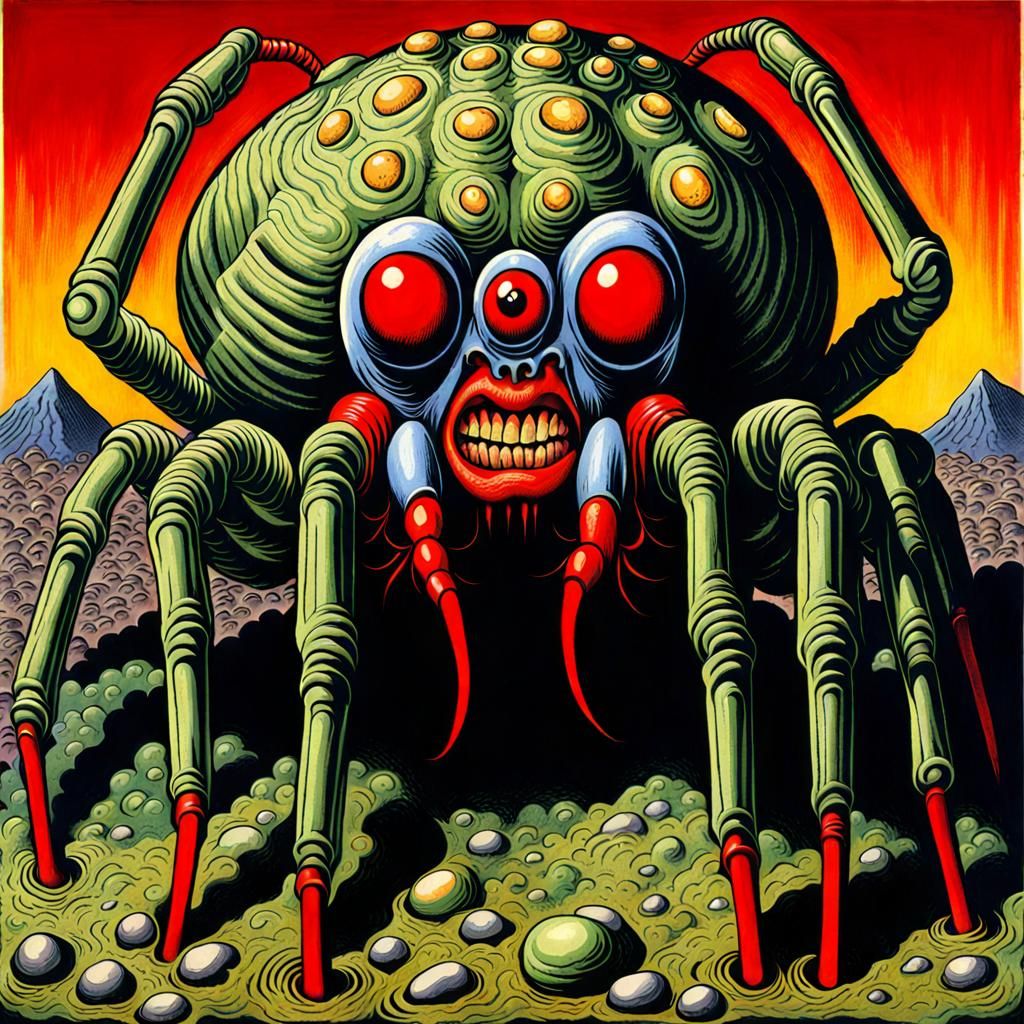 Disturbing Spiders and People in Tempera Style