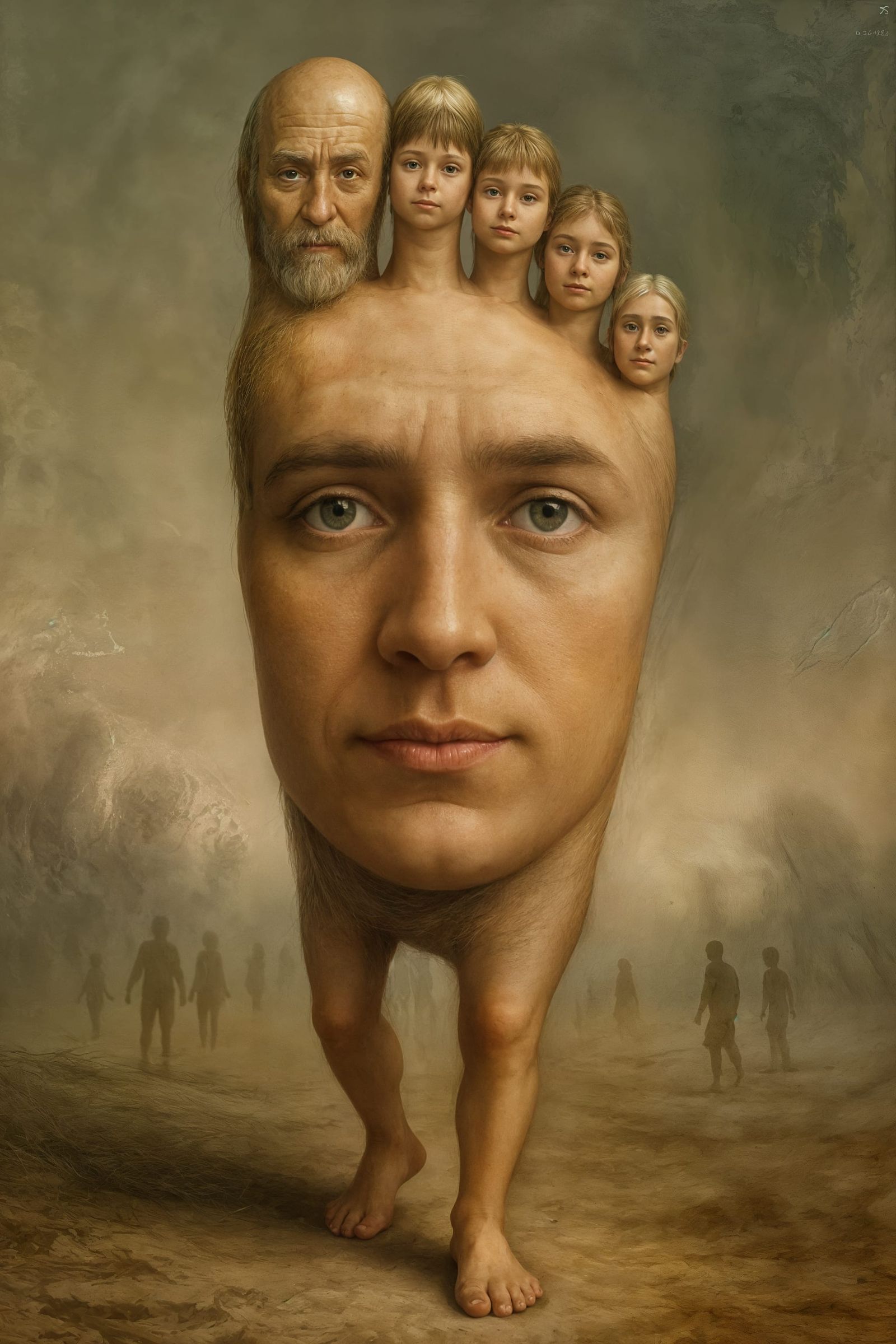 Surreal Walking Foot-Creature in Dreamlike Landscape