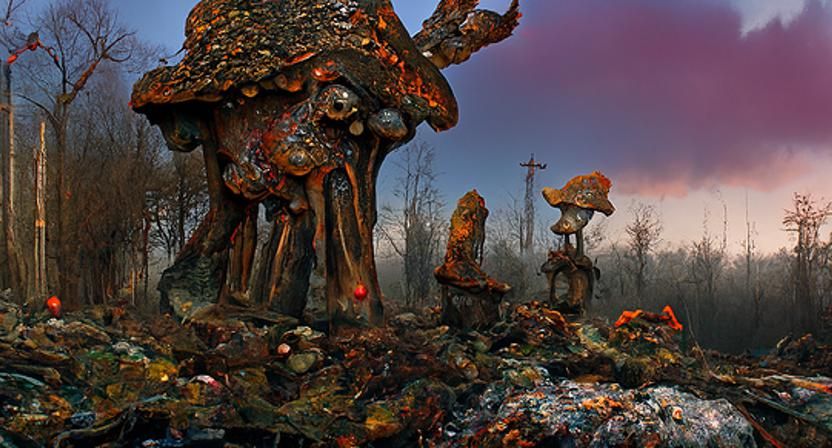 Surreal Solarpunk Landscape with Alien Overgrowth