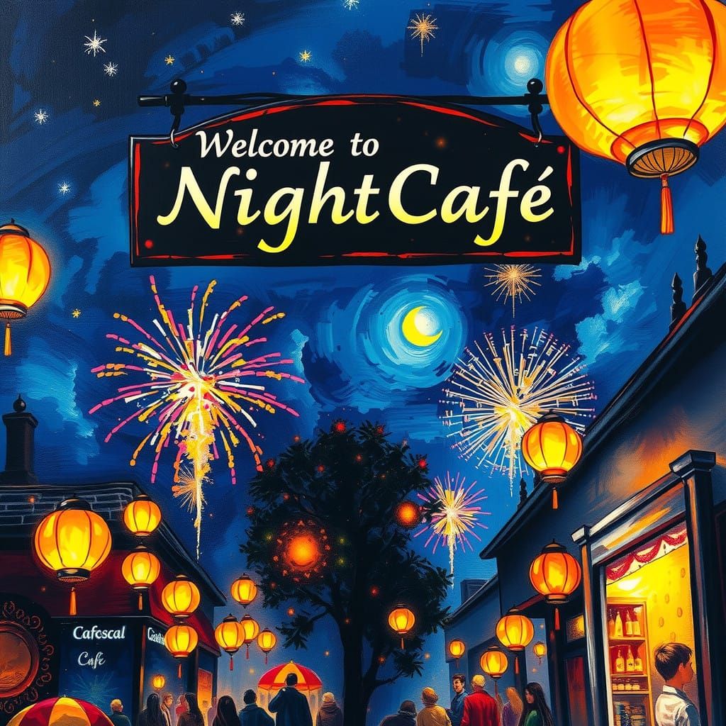 Vivid Night Celebration in Enchanting Impressionist Style