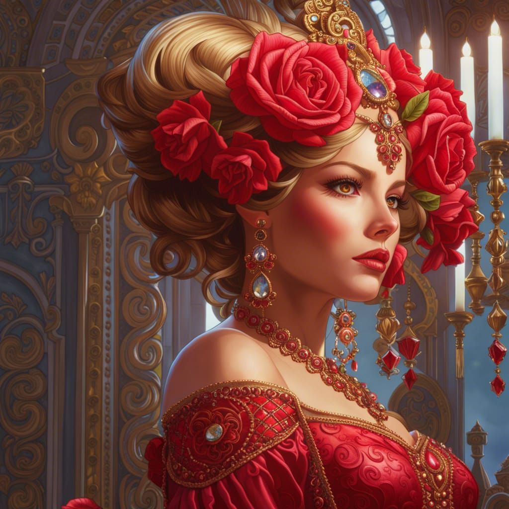 Rococo Fairy Tale Princess Portrait with Gems