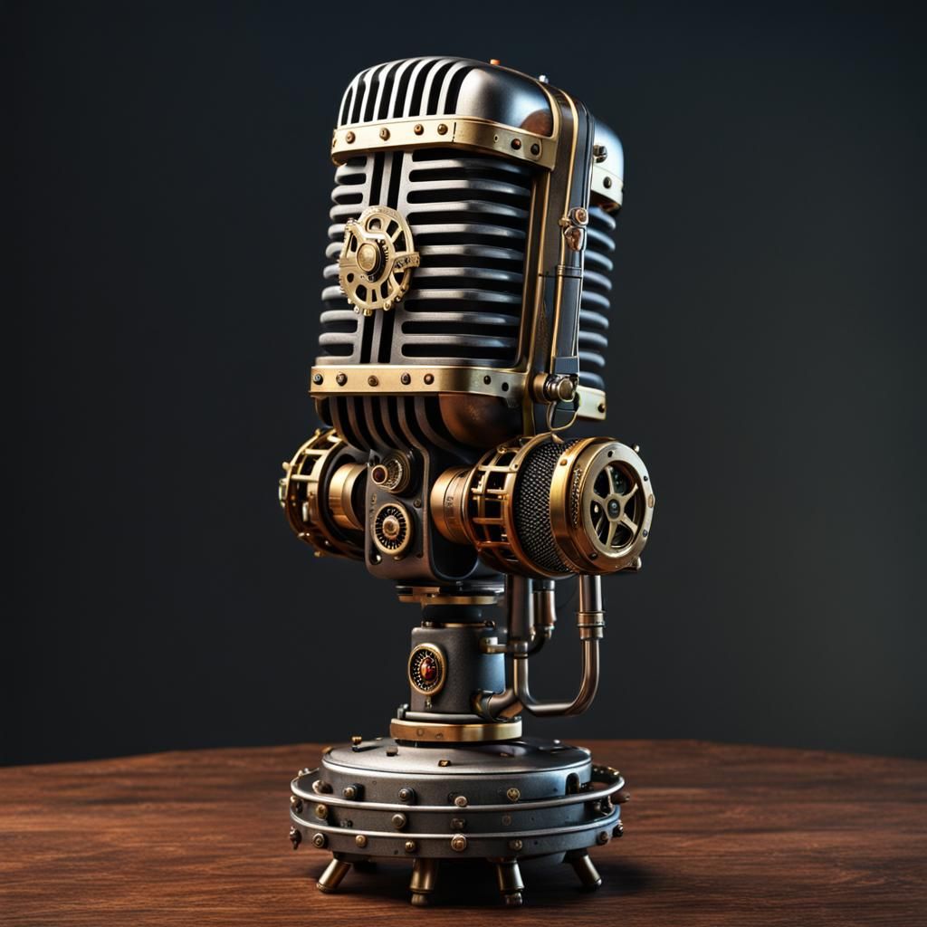 Steampunk Microphone on Stand