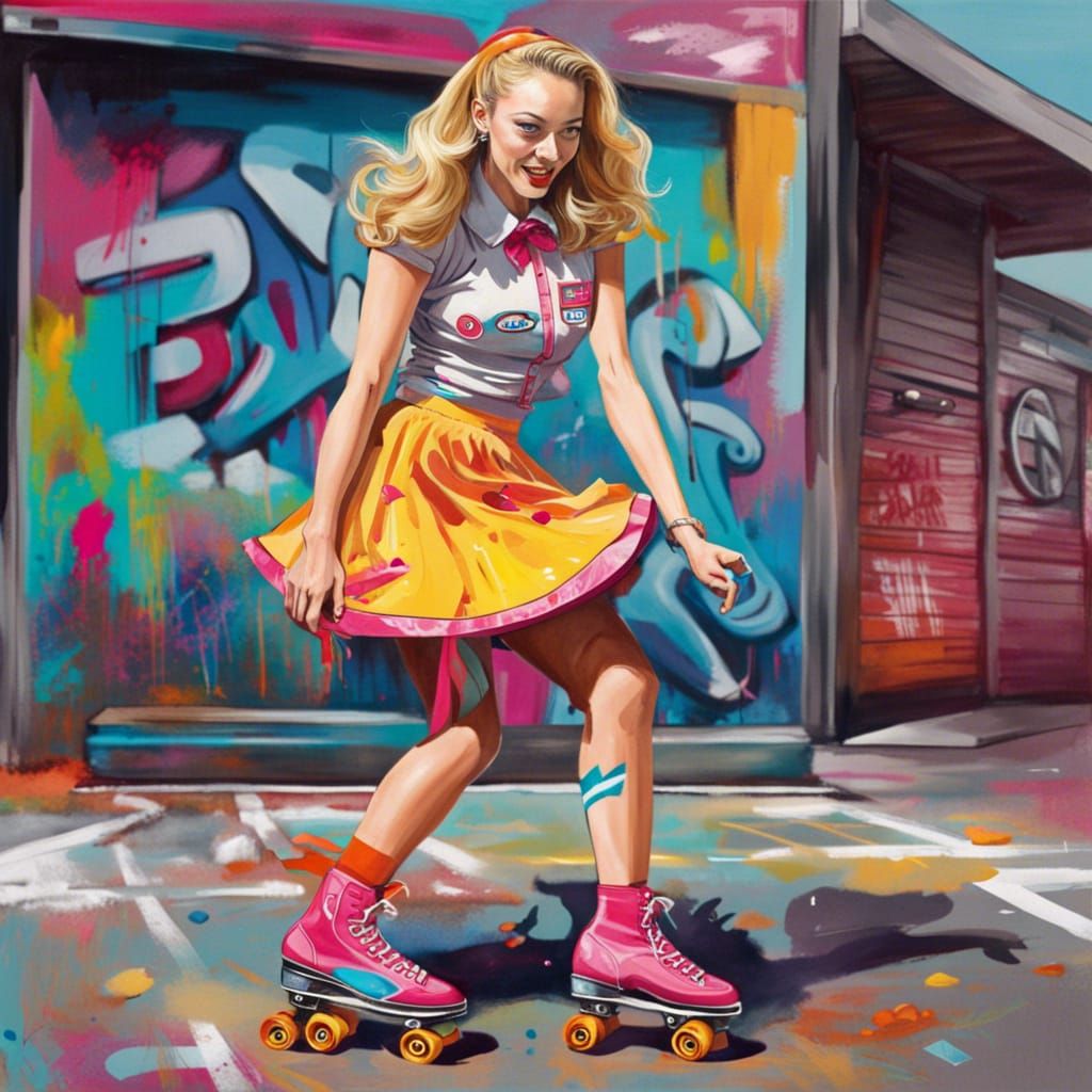 Amanda Seyfried as 1950s Carhop in Graffiti Art