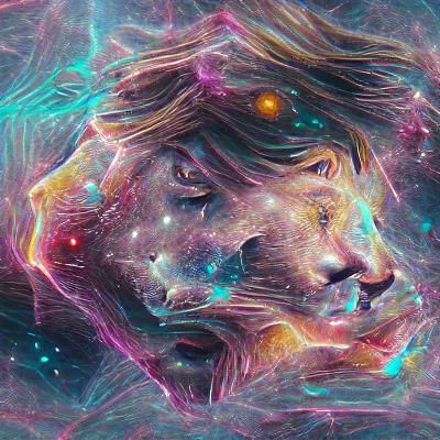 Holographic Leo: Cosmic Astral Illustration