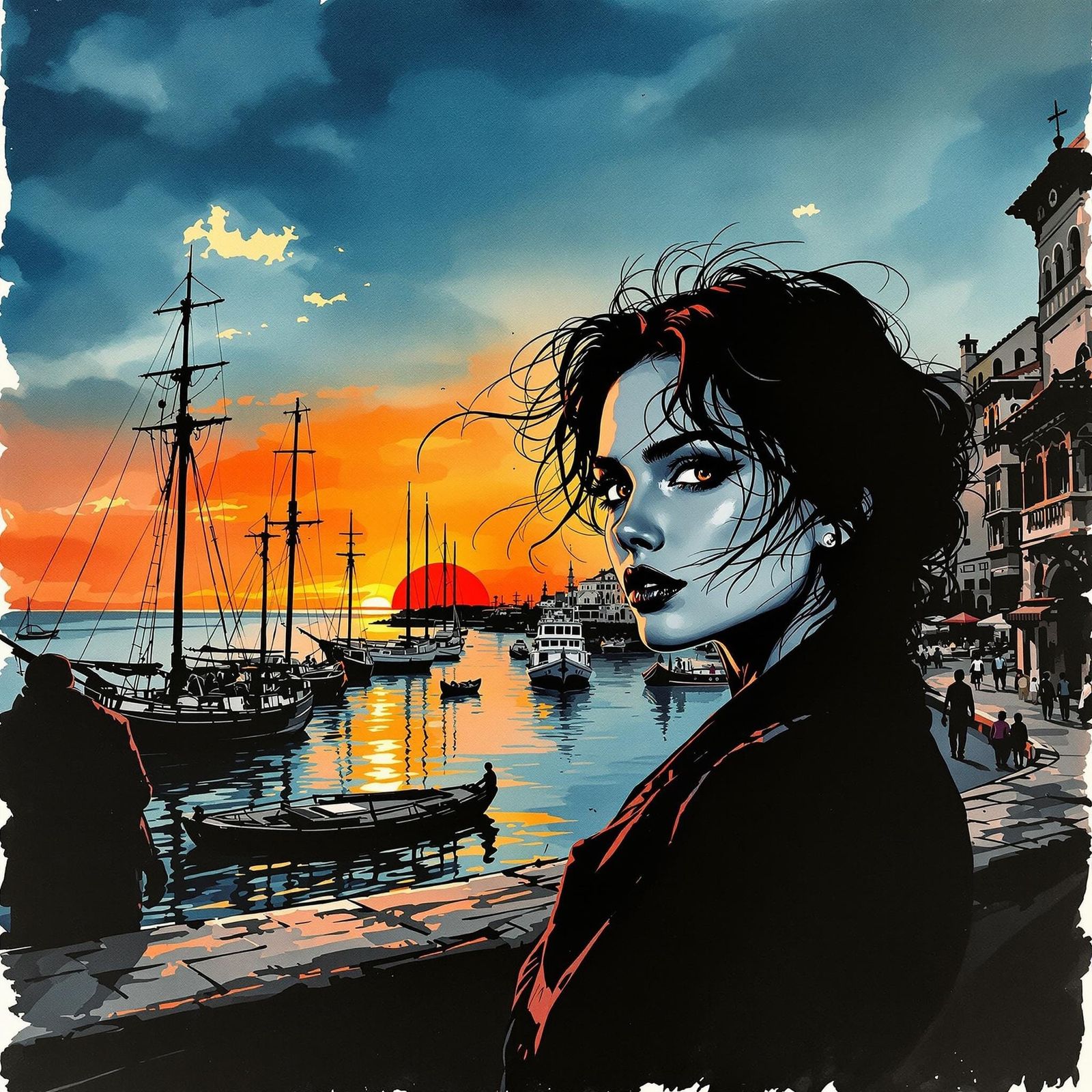 Mysterious Traveler in Exotic Port Town