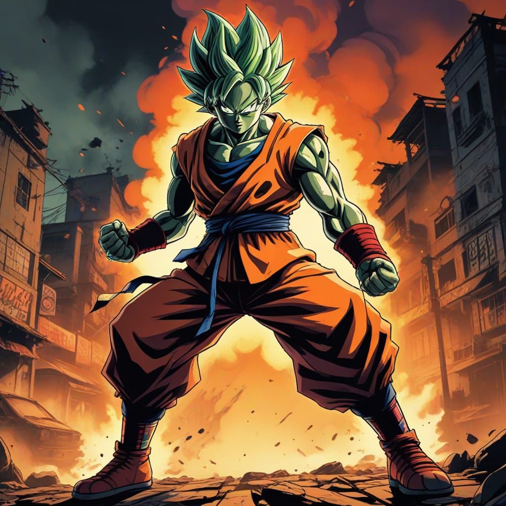 Vibrant Anime Portrait of Piccolo in Epic Battle