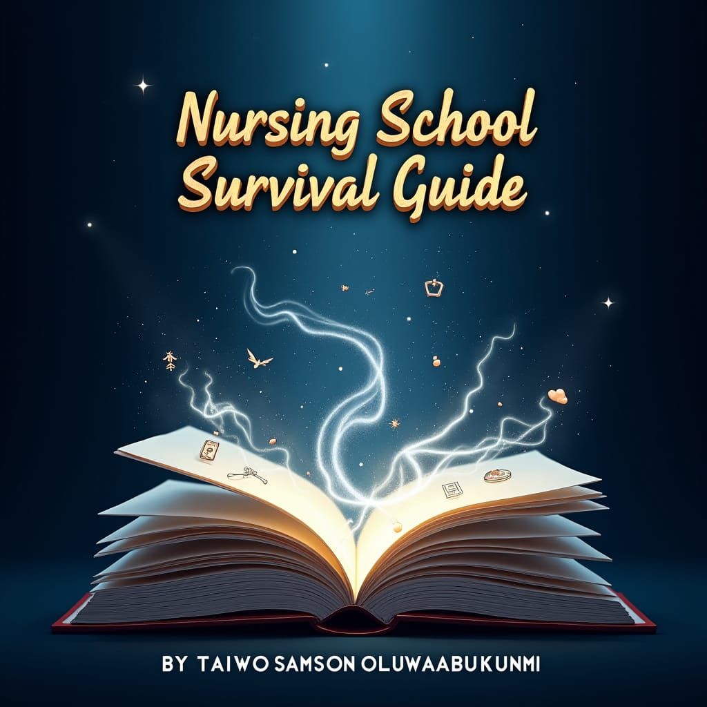 Nursing School Guide Book Cover in Matte Painting Style