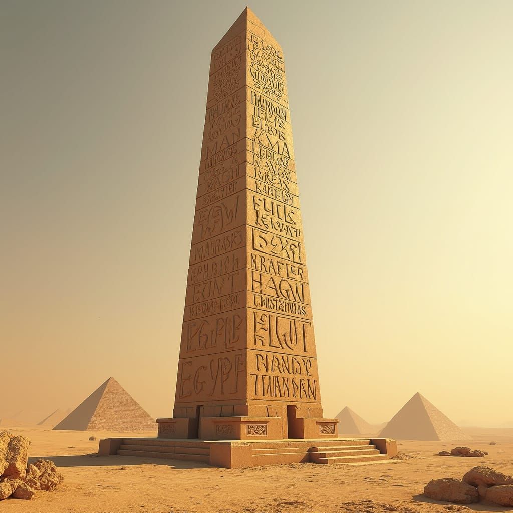 Ancient Egyptian Obelisk Constructed from English Letters an...