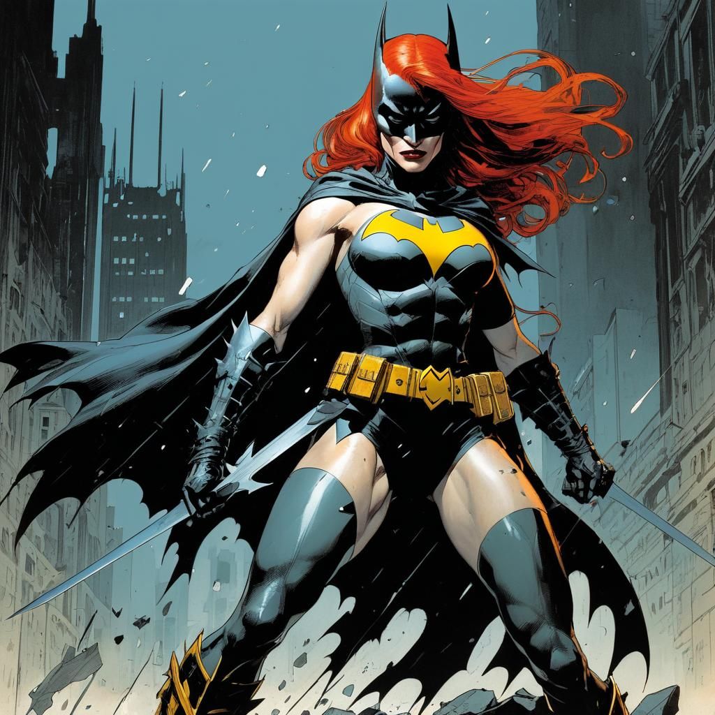 Batgirl as Barbarian in Comic Book Style