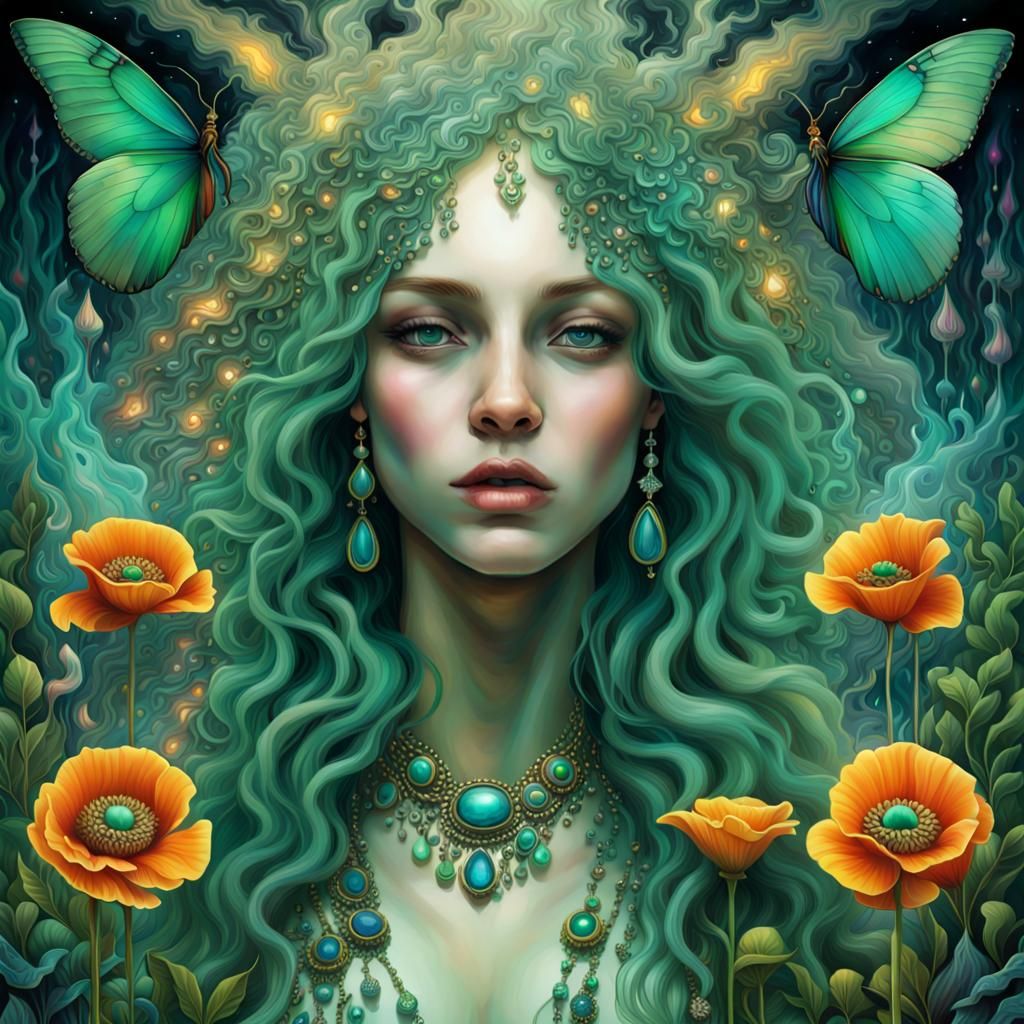 Ethereal Fantasy Garden with Iridescent Jewels