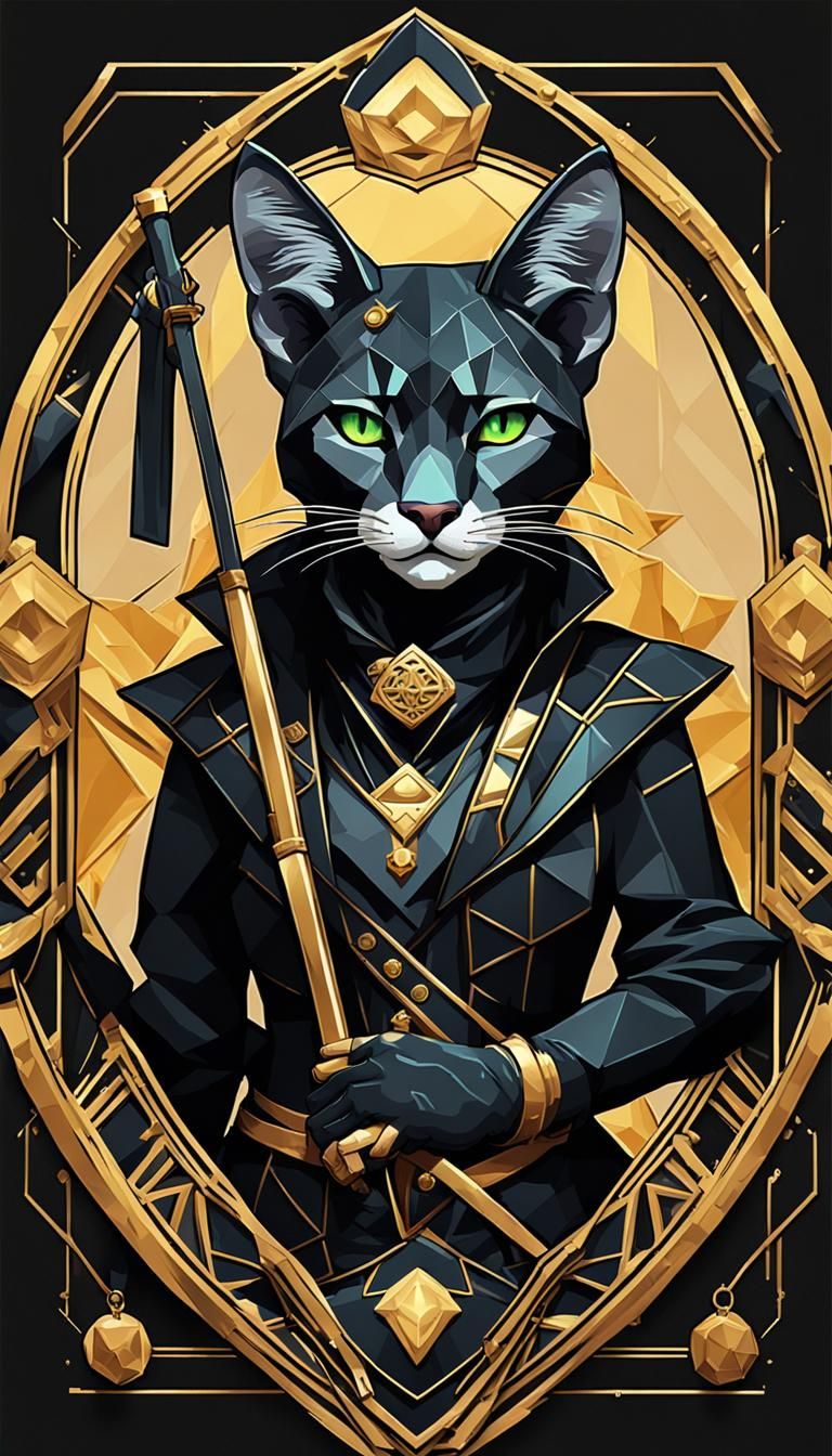 Black Tabaxi Thief in Low Poly Art Style