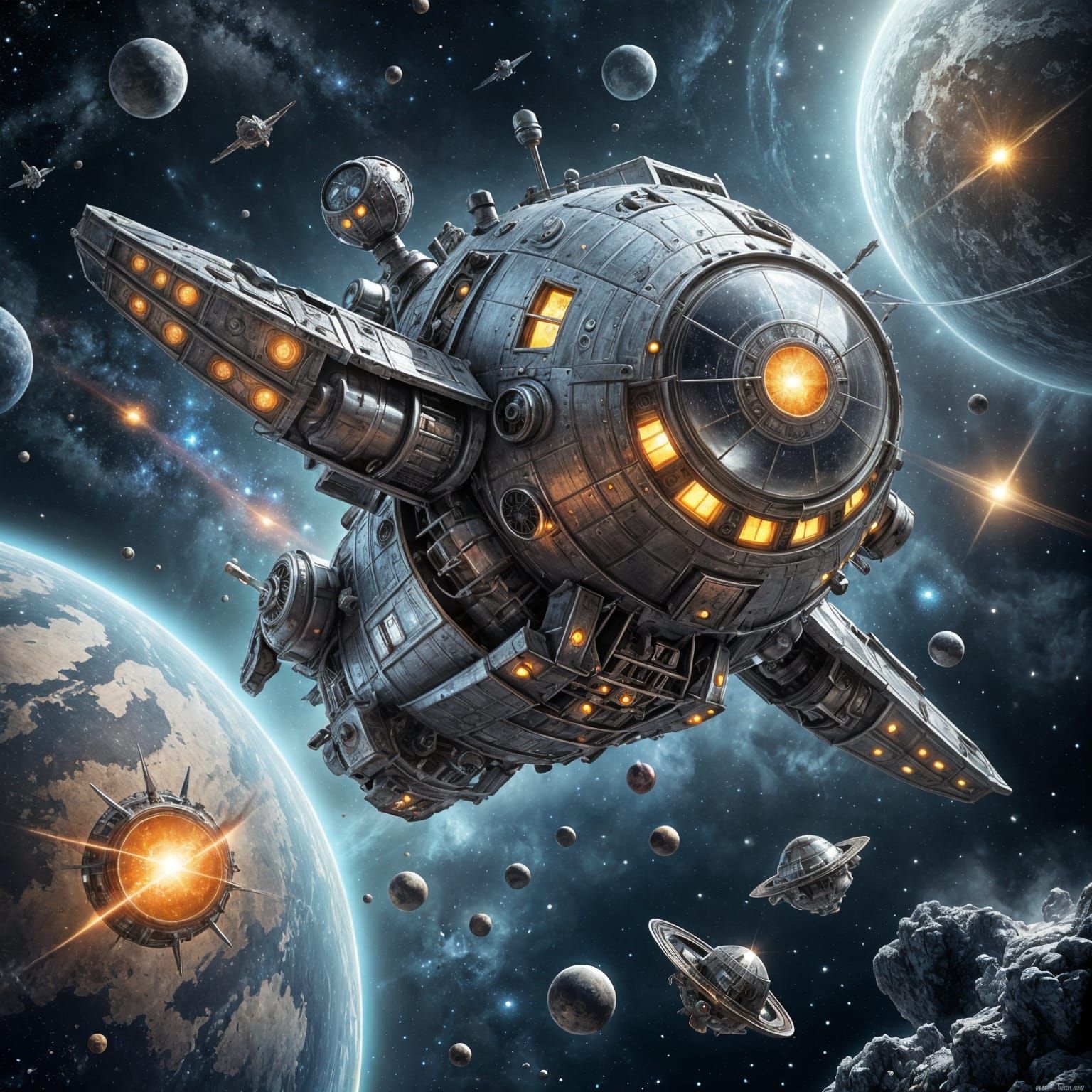 Whimsical Steampunk Space Transporter Soars Through the Gala...