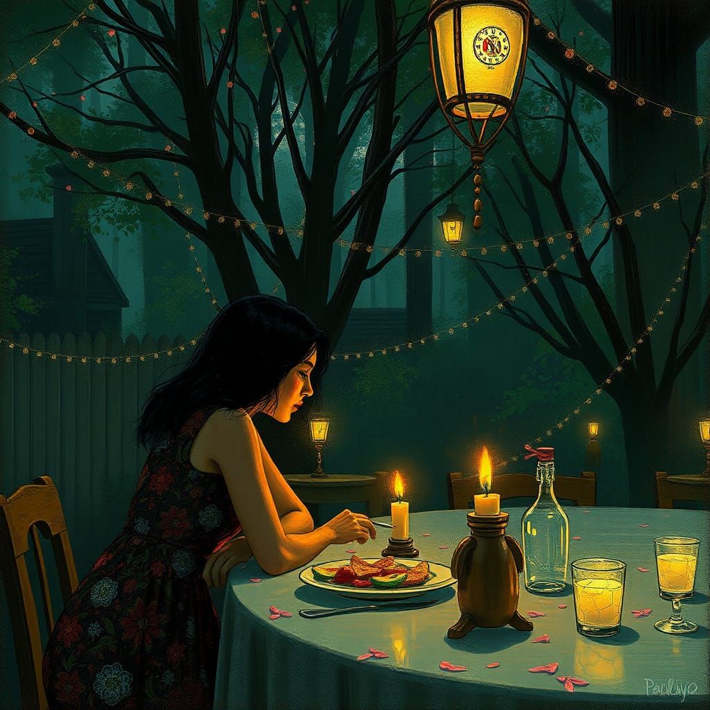 Presbyterian Lunch Date in Surreal Pointillist Style