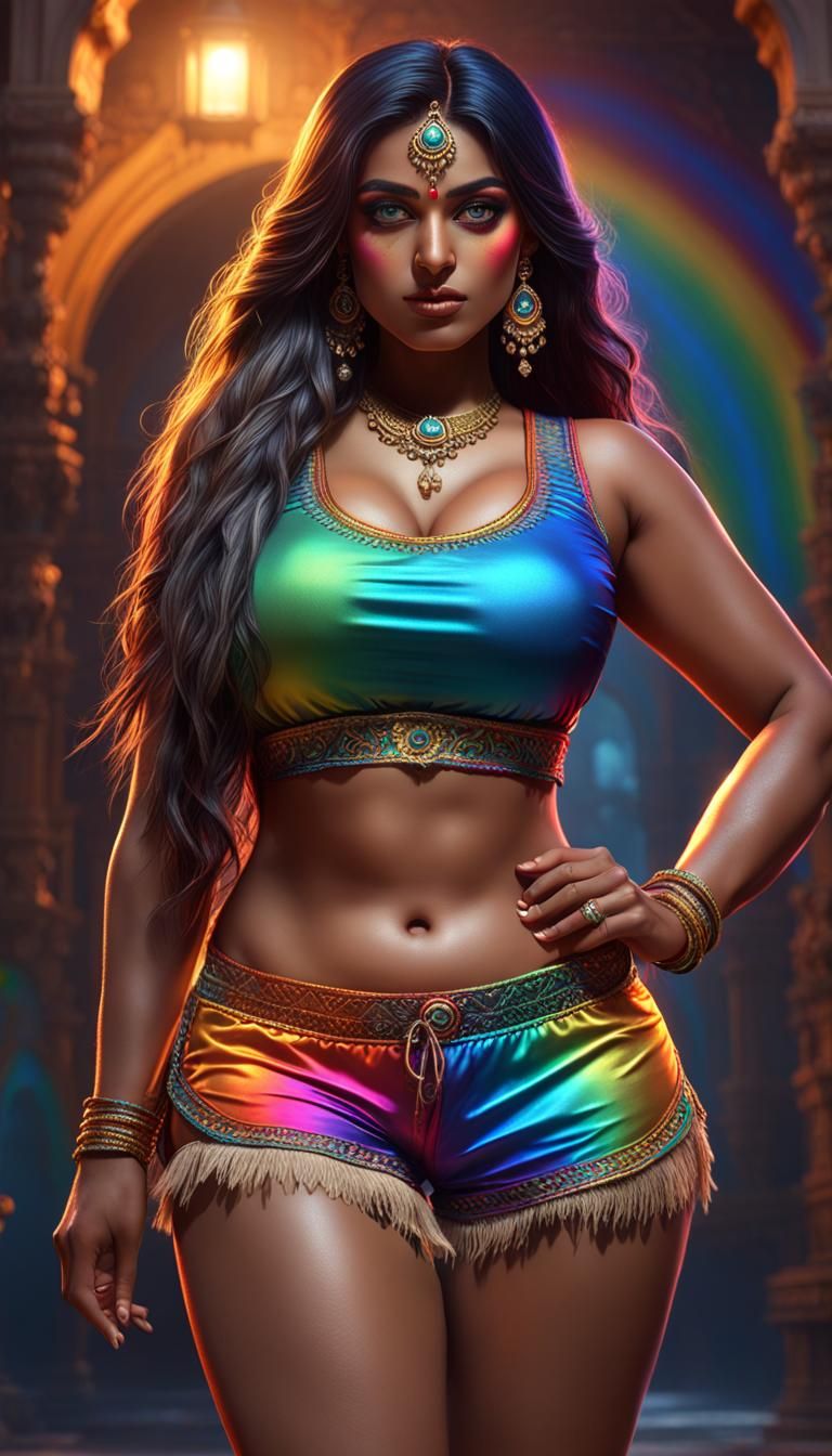 Rainbow Eyed Indian Girl: Dark Fantasy Concept Art