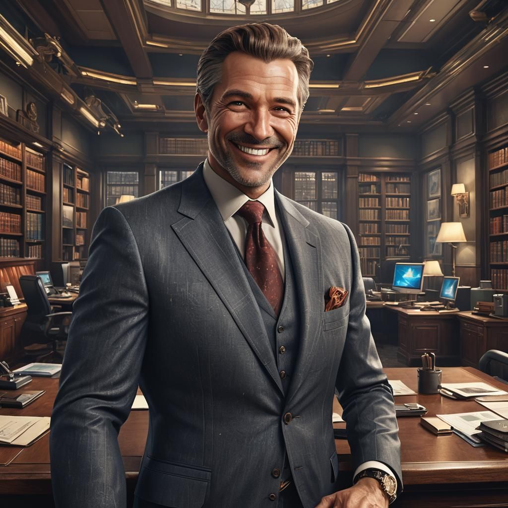 Rich Businessman with Manipulative Look: Digital Art