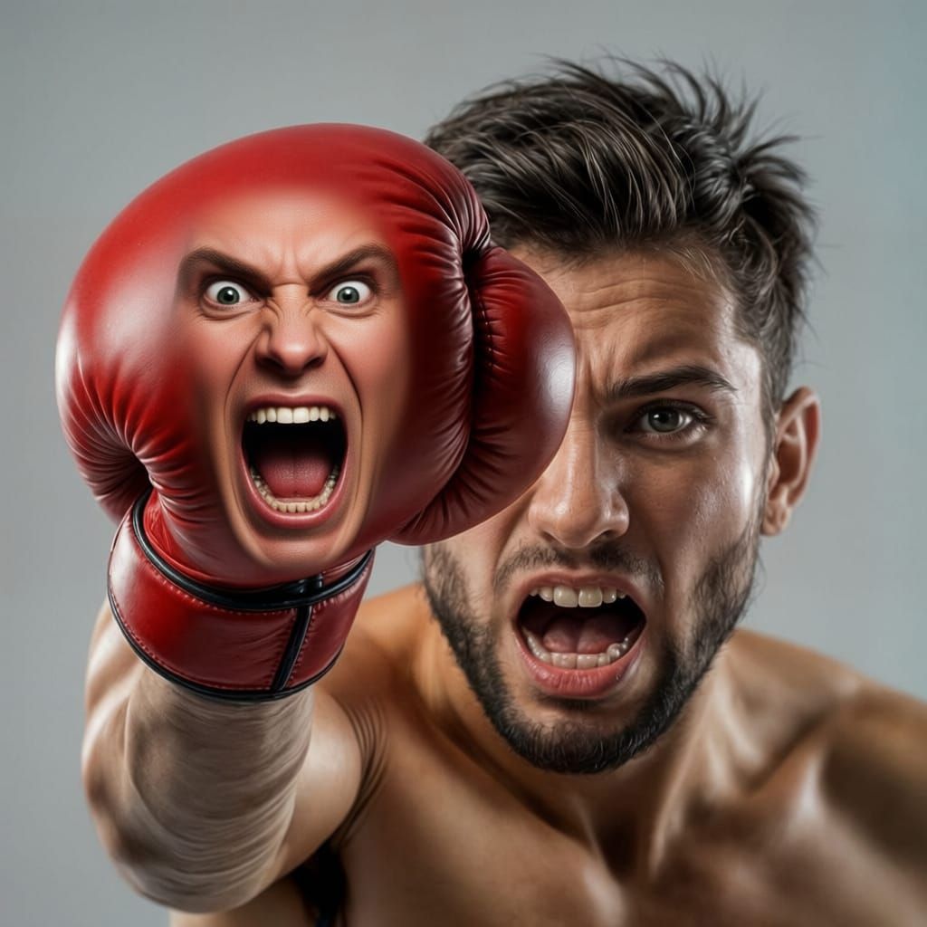 Boxing Glove With Screaming Face