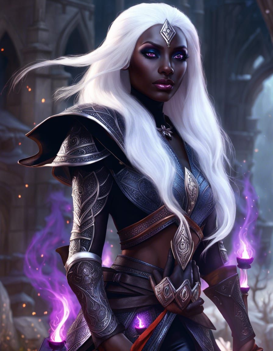 Drow Elf Wizard Casting Fire Spell