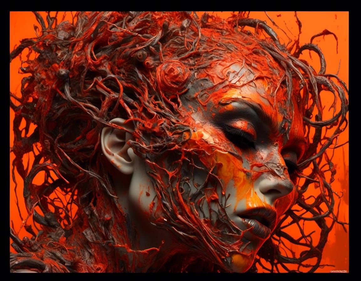 Hyperrealistic Face with Dramatic Lighting in Splash Art