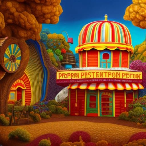 Detailed Popcorn House in Fantastical Concept Art