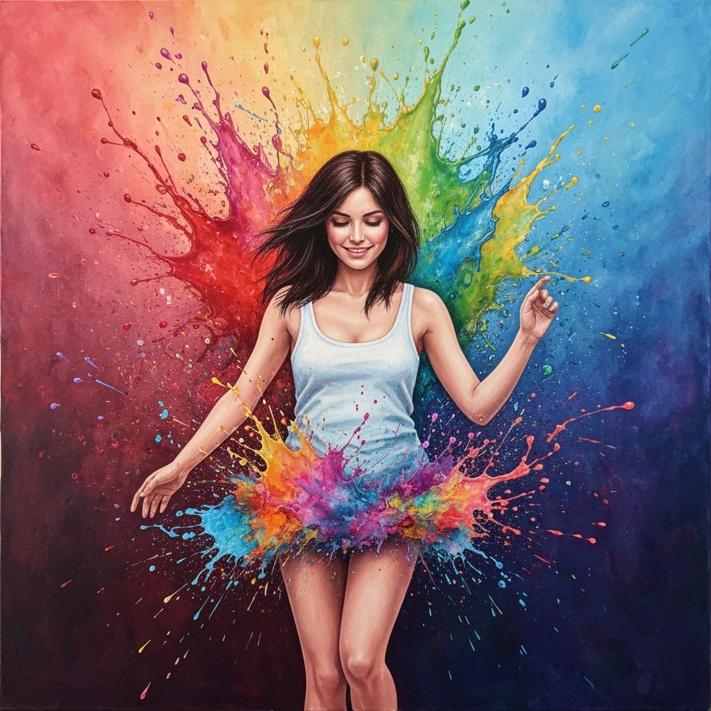 Colorful Hippie Girl Portrait in Acrylic Watercolor Impasto