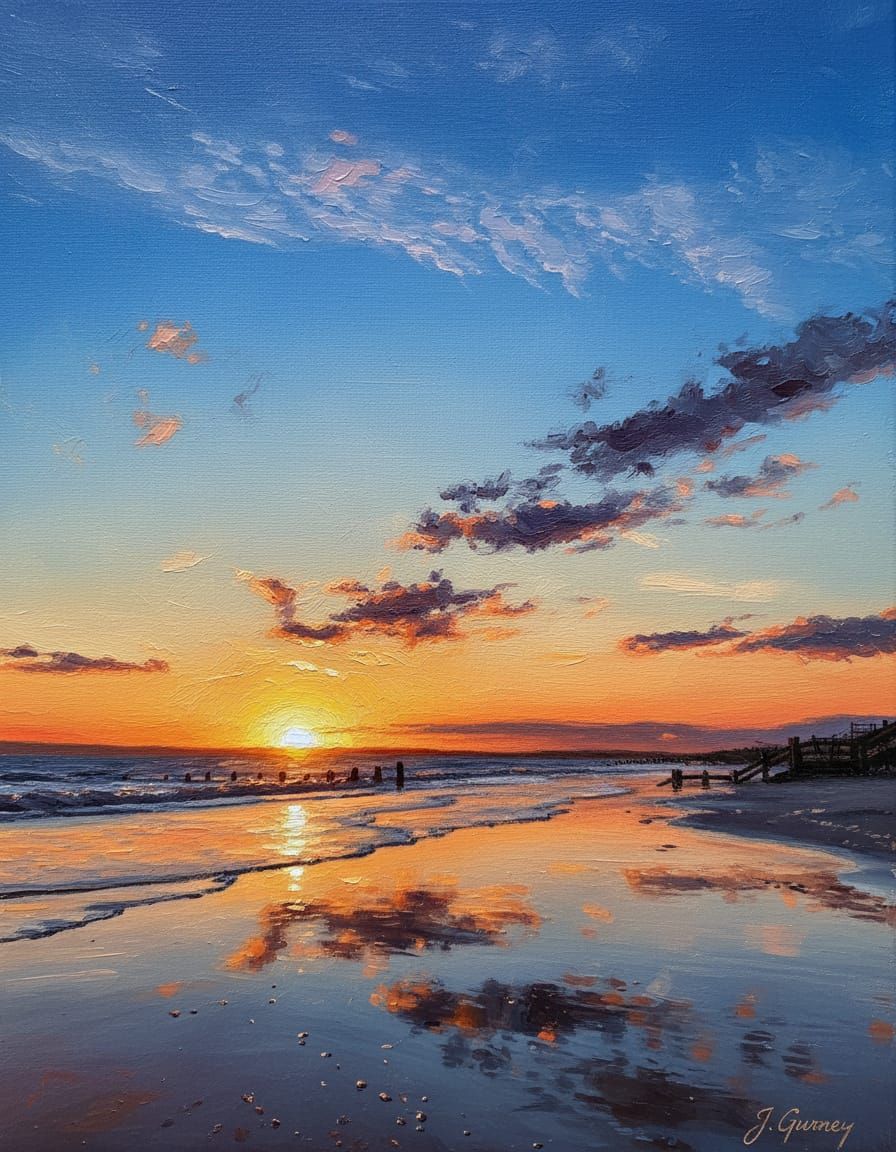 Luminous Sunset Seascape at Cambersands Beach