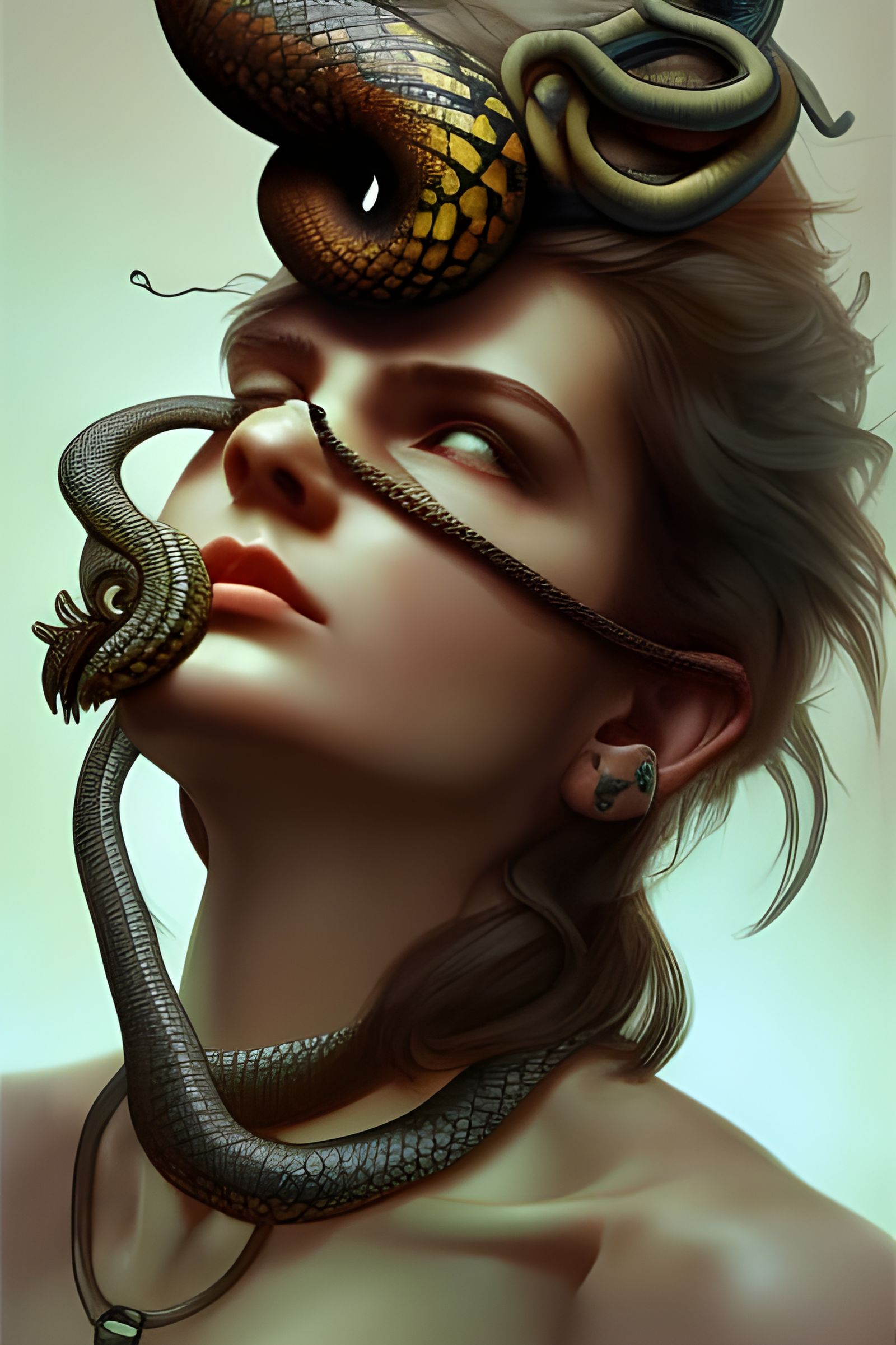 Surreal Snake Woman Portrait in 8K Resolution