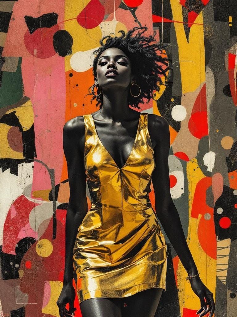 Jazz Age Woman in Expressionist Collage Style