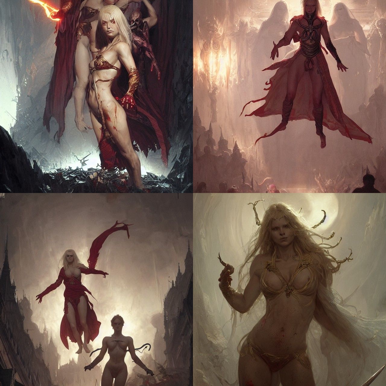 Multi-Armed Warrior in a Horror Landscape